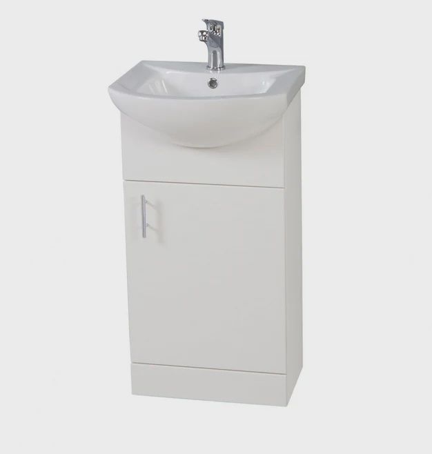 Lanza Polar White Floor Cabinet with Basin