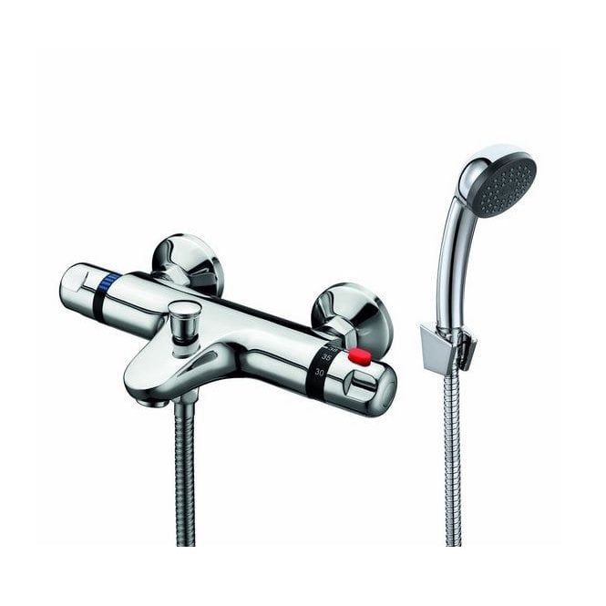 Scudo Thermostatic Bath Shower Mixer Wall and Deck Mounted - Chrome - TAP065