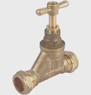 Embrass Peerless - Brass 22mm x 15mm Reducing Stop Tap - SC1522