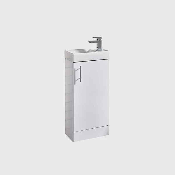 Scudo Lanza Cloakroom Floor Standing Unit - White High Gloss With Basin LANZAFLOOR + LANZABASIN