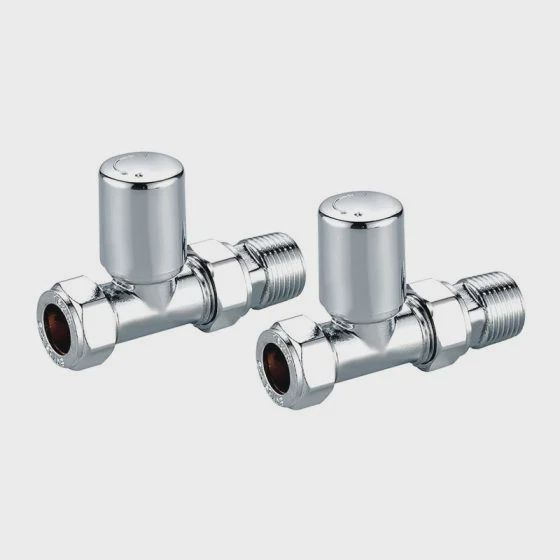 Scudo Straight Towel Radiator Valve Pair - Chrome - TRV001