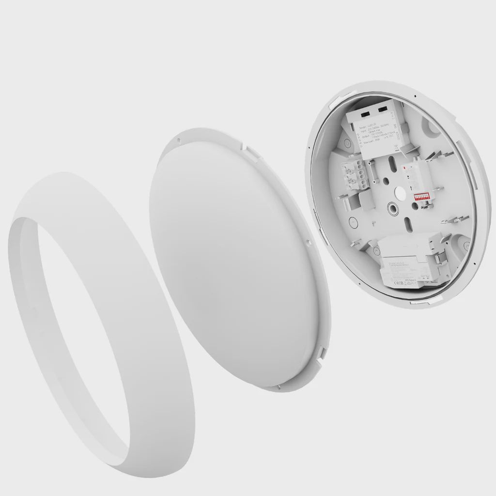 3CCT and 3 Wattage Selectable Bulkhead, IP65, White Bezel, B3 SERIES