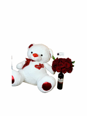 Wine/Champagne, Roses And Life Size Teddy Bear COMBO