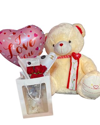 Life Size Teddy Bear And Small Bouquet Combo