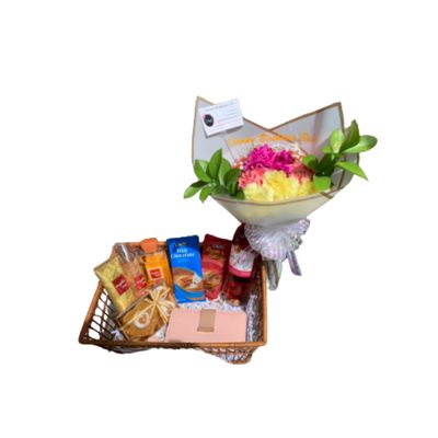 Customized Female Basket And Small-Medium Mixed Bouquet Combo