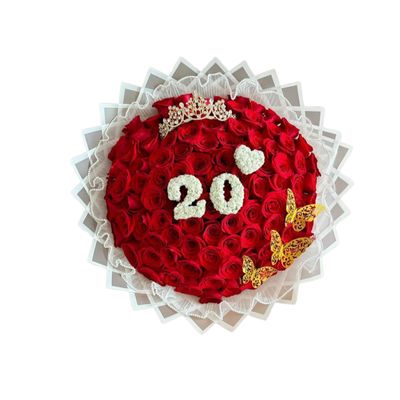 Large Roses With Floral Accent Writing Customization