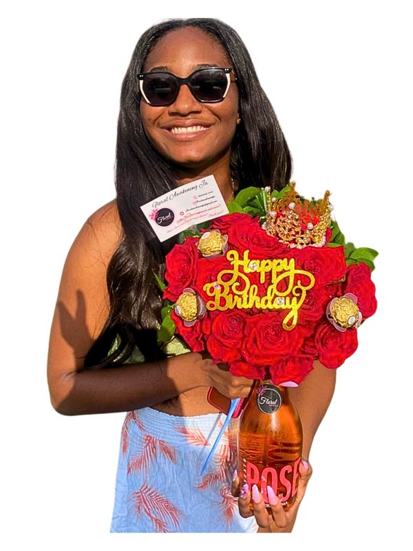 NEW Valentines Champagne with Flowers on Top