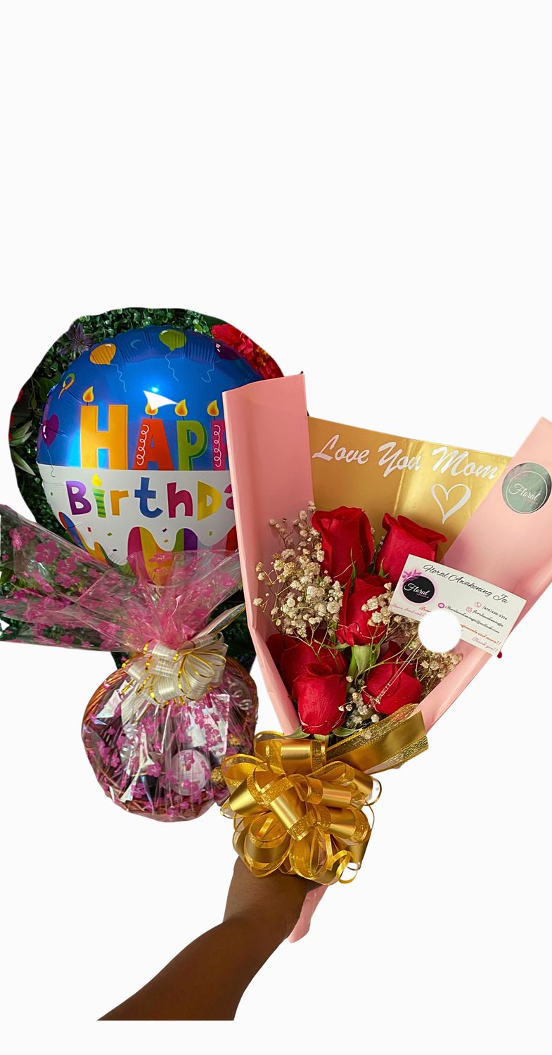 Customized Female Basket And Small Choco Bouquet Combo