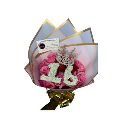 Small Medium Roses With Floral Accent Writing Customization