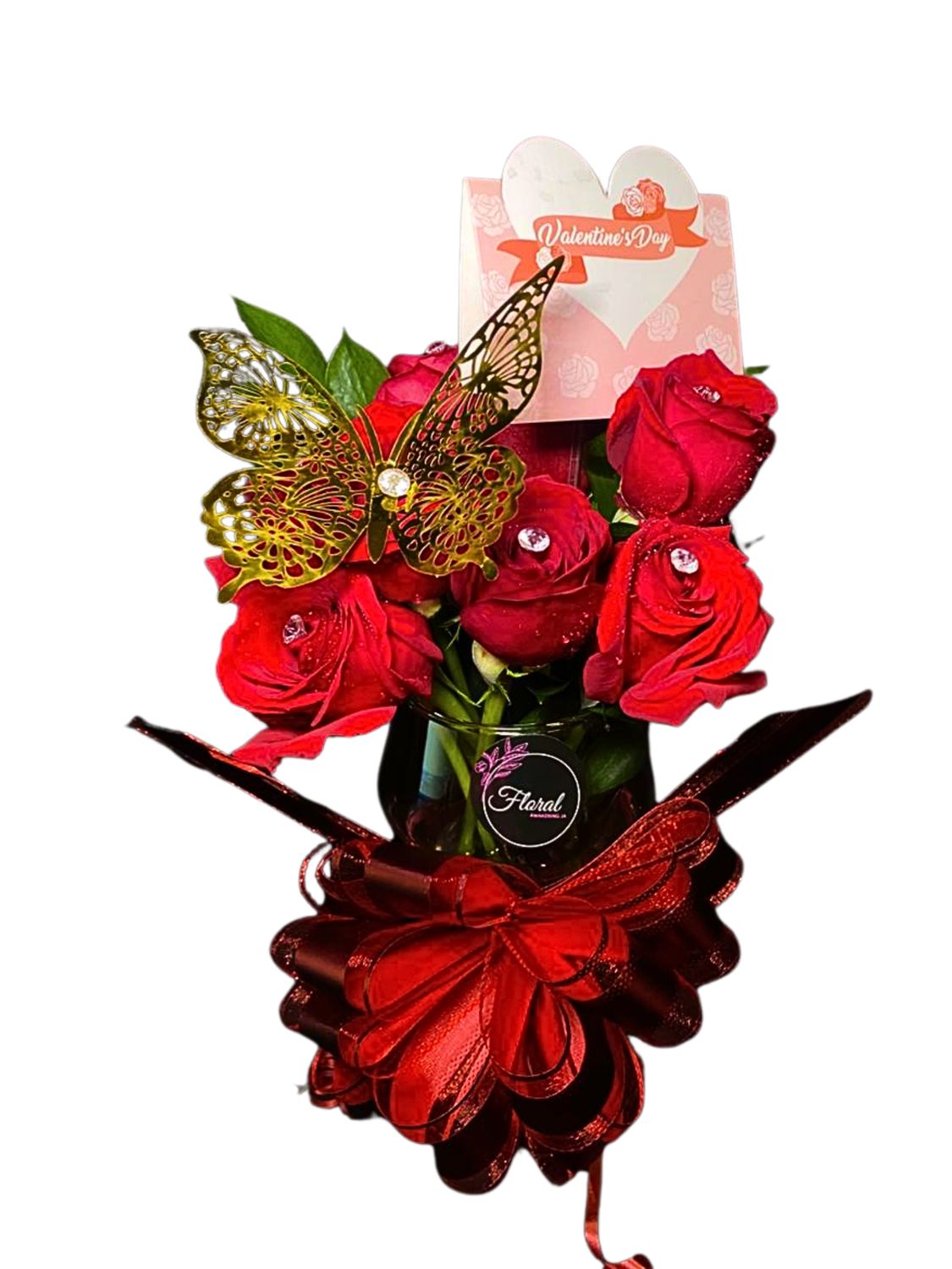 8 Rose Combo Vase Arrangement