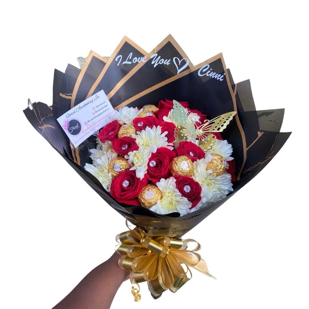 Medium Mixed Flower Bouquet (Mostly Roses , Including Add ons)