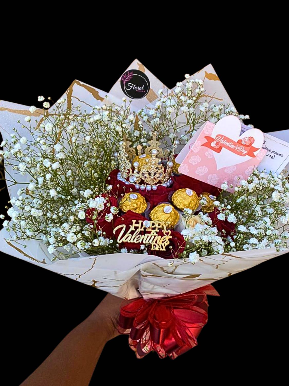 Small Medium Roses Only Bouquet With White Floral Accents