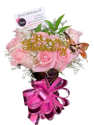 12 Rose Combo Vase Arrangement