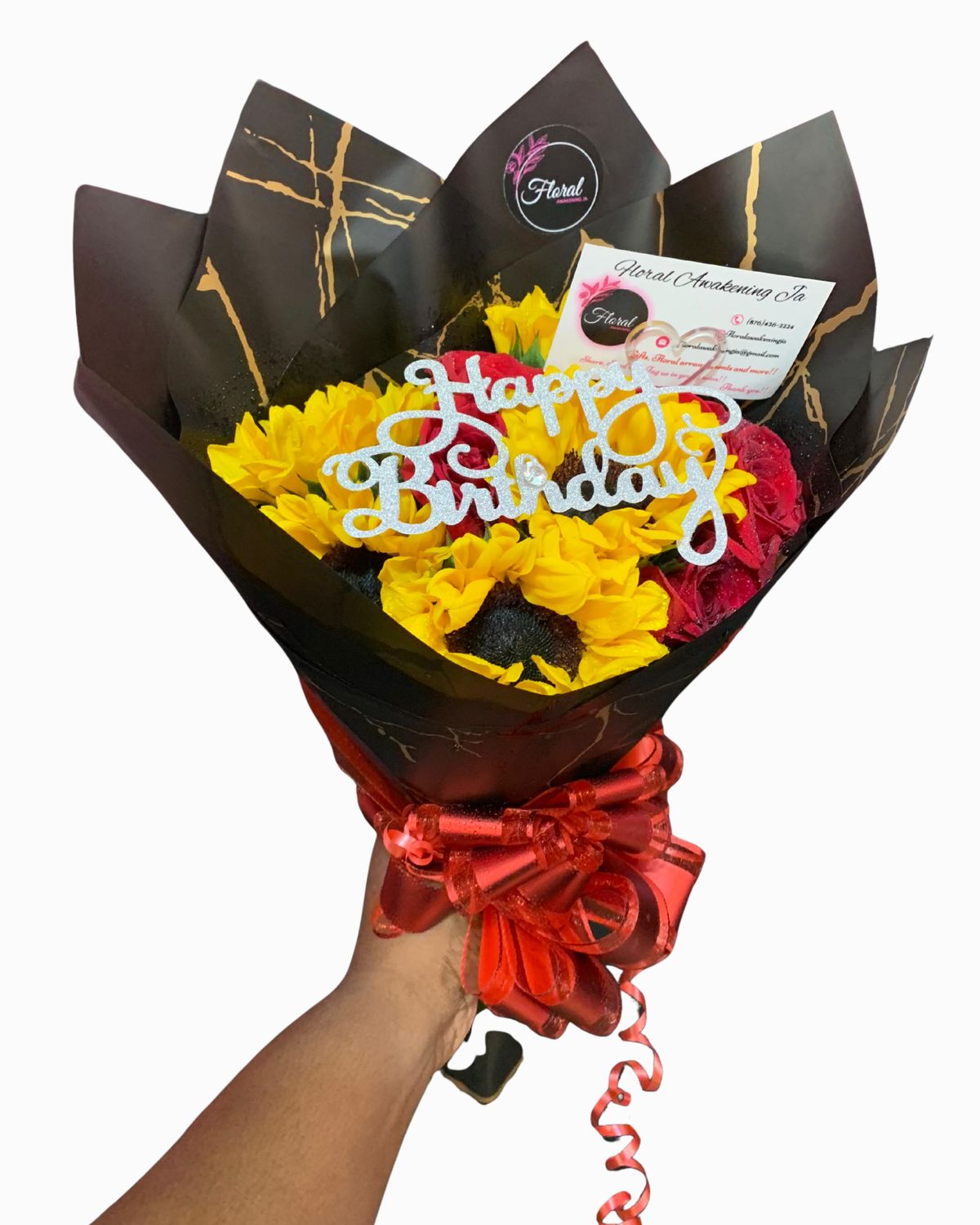 NEW Valentine Small-Medium Roses and Sunflowers MIX Bouquet