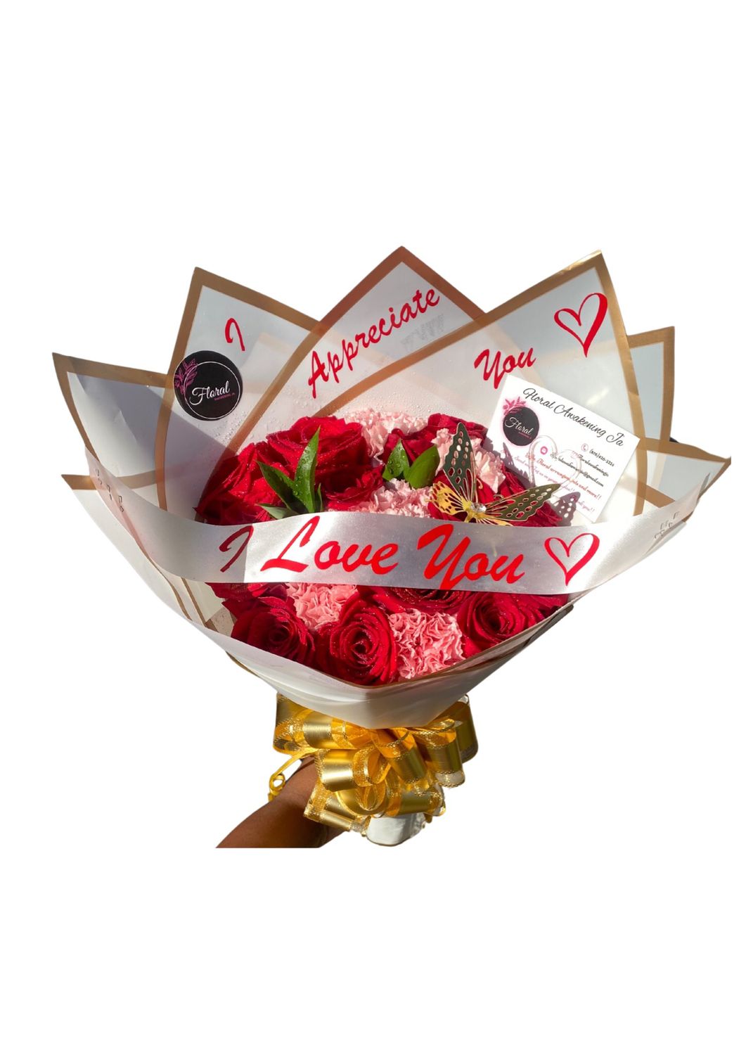 NEW Valentines Carnations And Roses Medium Mixed Bouquet