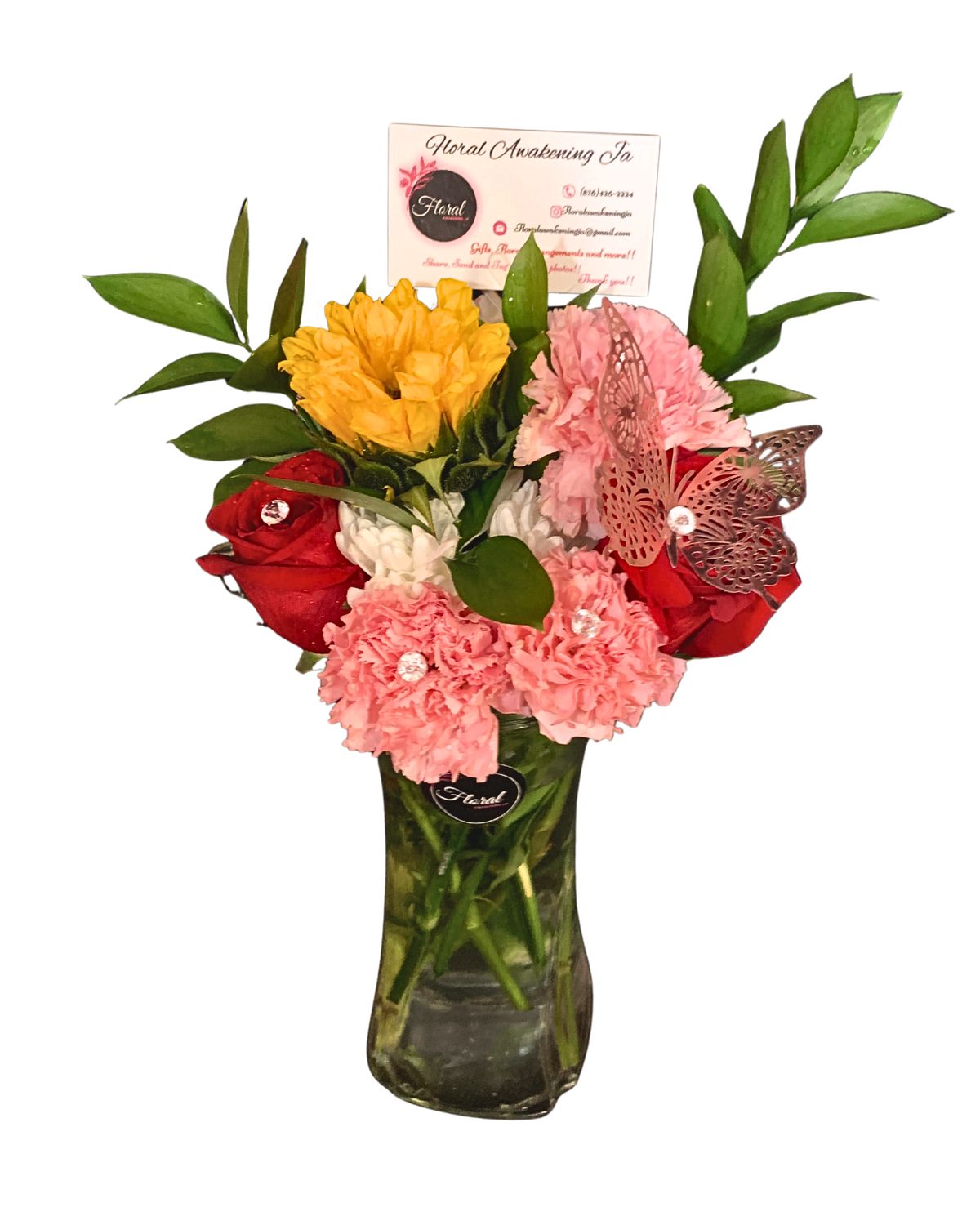 NEW Valentines 8 Mixed flowers Combo Vase Arrangement