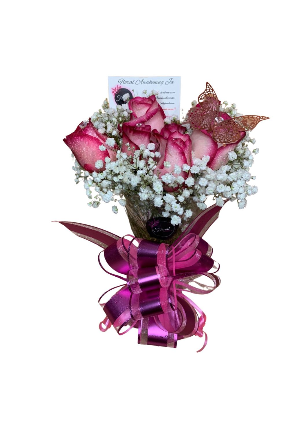 NEW Mothers Day 8 Rose Combo Vase Arrangement