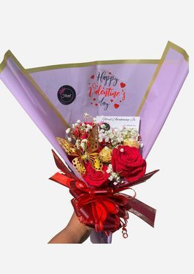 NEW Valentines Life Size Teddy Bear And Small Bouquet Combo