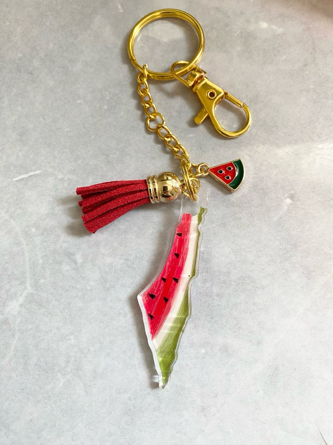 Watermelon Map Keychain