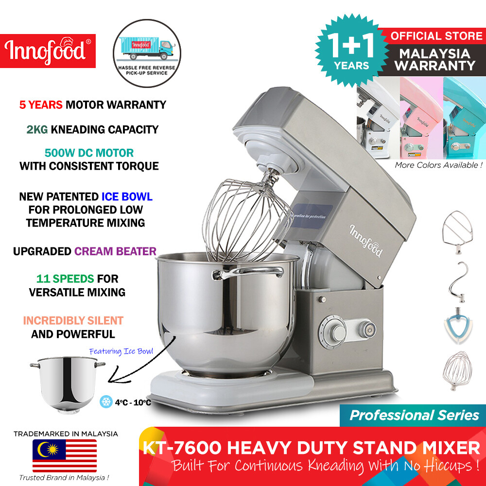 Innofood KT7600 Heavy Duty Professional Silent Stand Mixer Grey