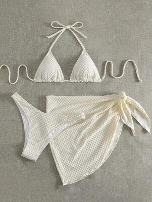 Waffle White bikini with skirt