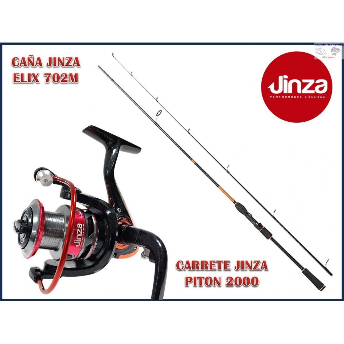 COMBO JINZA CAÑA ELIX PRO 702+CARRETE PITON 2000