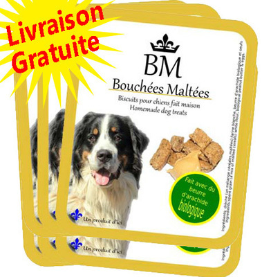 Livraison GRATUITE - 6 sacs de biscuits pour moyens et gros chiens au beurre d'arachide (Format 325g)