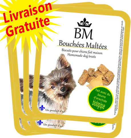 Livraison GRATUITE - 6 sacs de biscuits pour petits chiens au beurre d&#39;arachide (Format 325g)