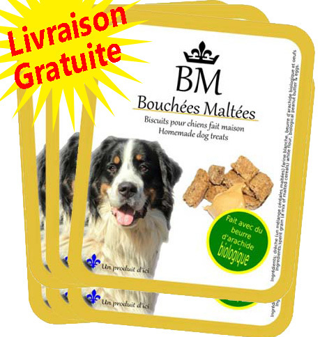 Livraison GRATUITE - 6 sacs de biscuits pour moyens et gros chiens au beurre d&#39;arachide (Format 325g)