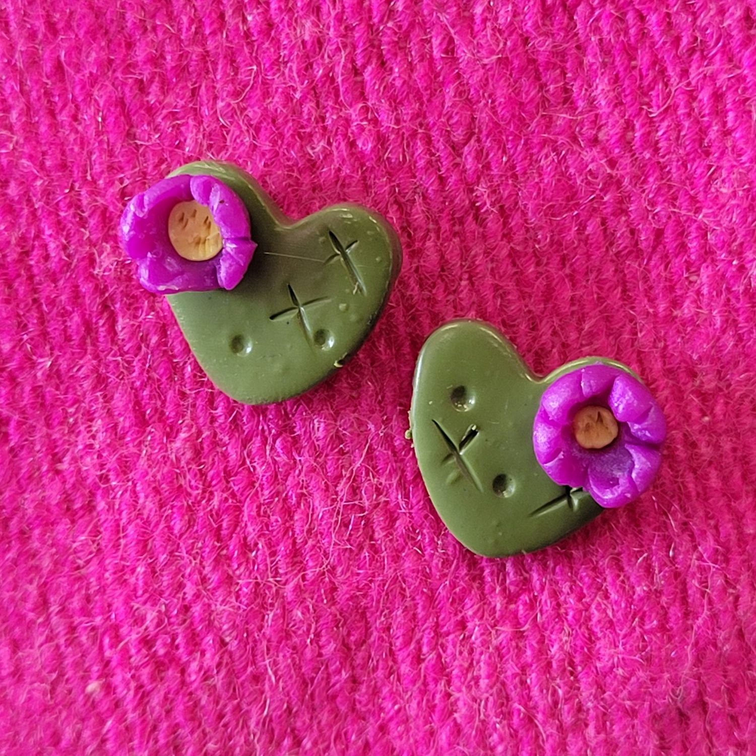 Purple cactus flower studs