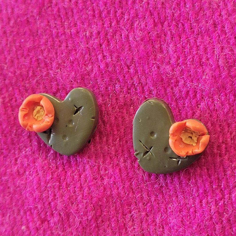 Orange cactus flower studs