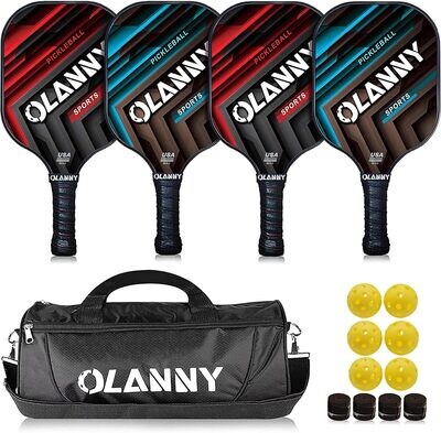 OLANNY Graphite Pickleball Paddles Set- Premium Rackets Fiber Face 4 set