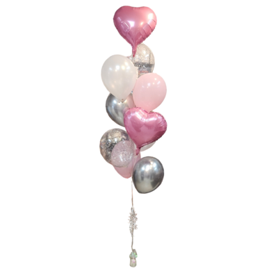 Mylar Heart Bouquet with 5 Latex ( including 3 confetti)
