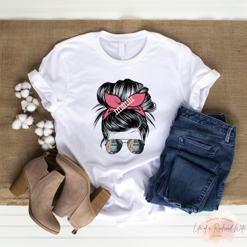 Railroad Specific: Railroad Wife Messy Bun Pink Bow
