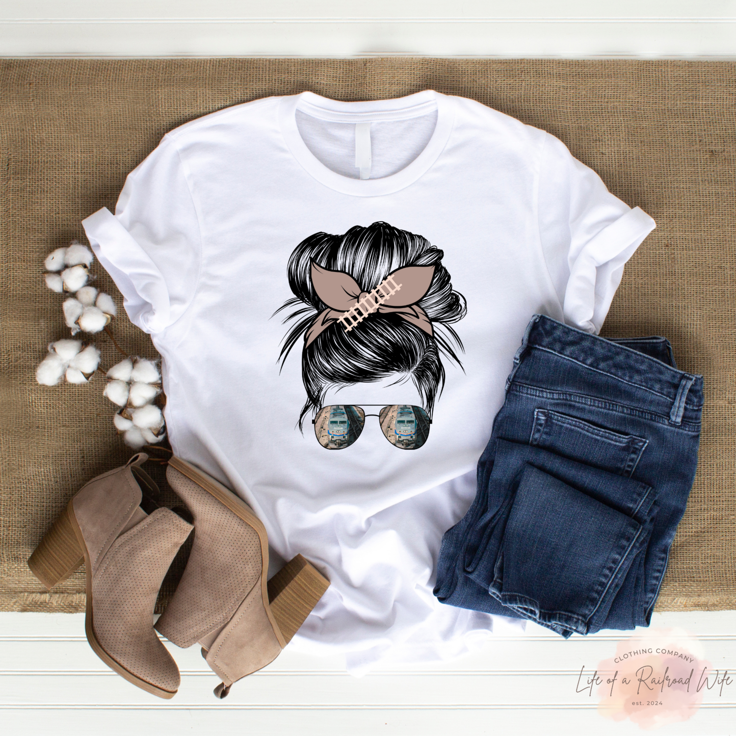 Railroad Specific: Railroad Wife Messy Bun Brown Bow