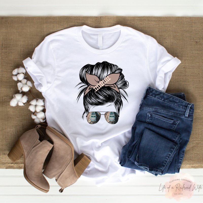 Railroad Specific: Railroad Wife Messy Bun Brown Bow