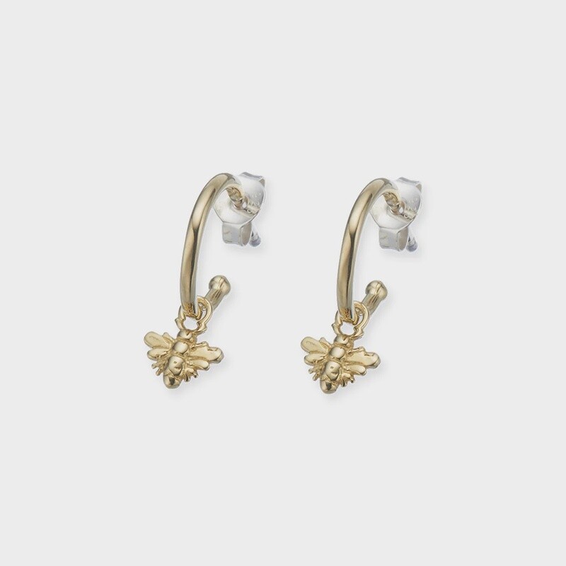 golden bee hoop earrings