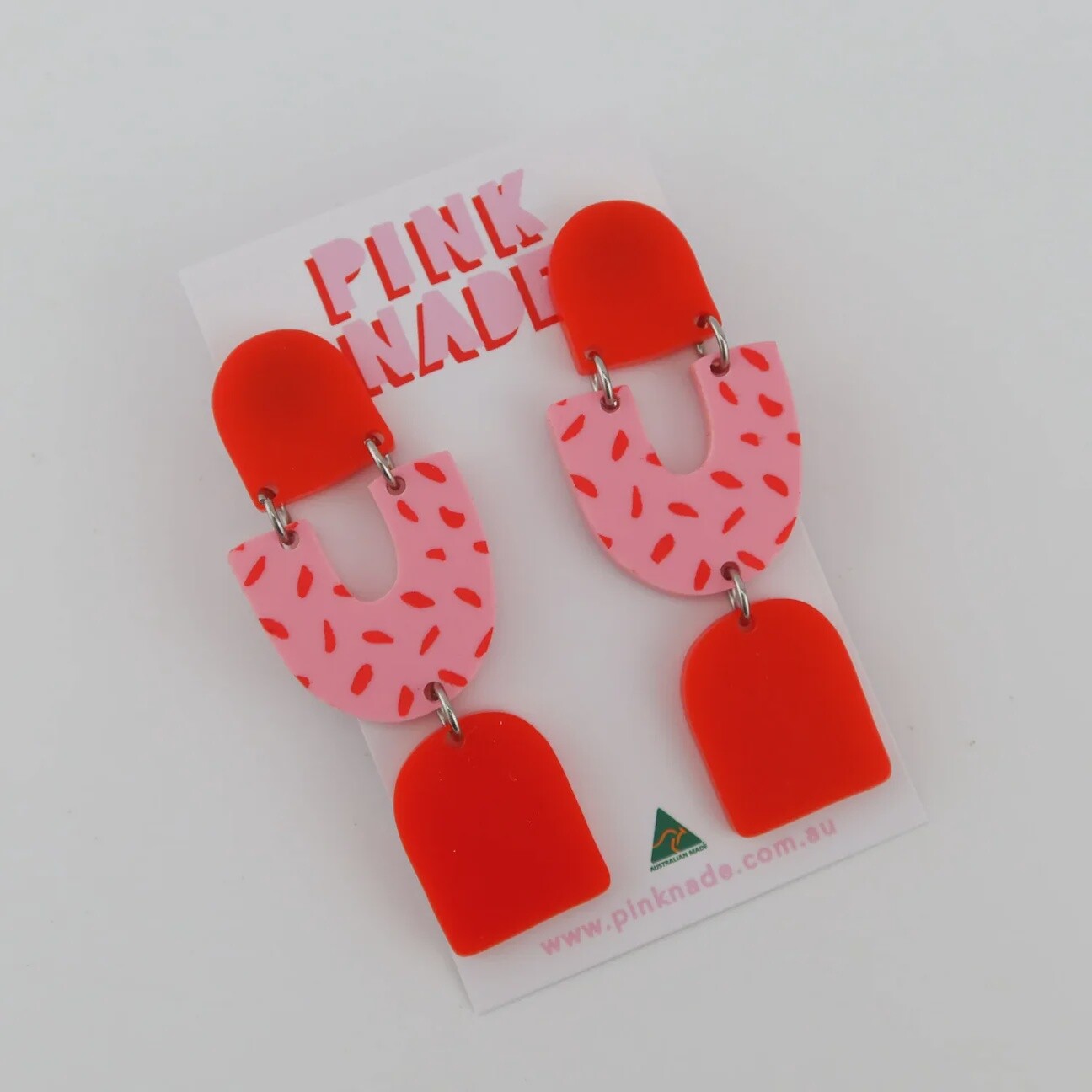 The Teagan Red Pink and Red Spots Dangles