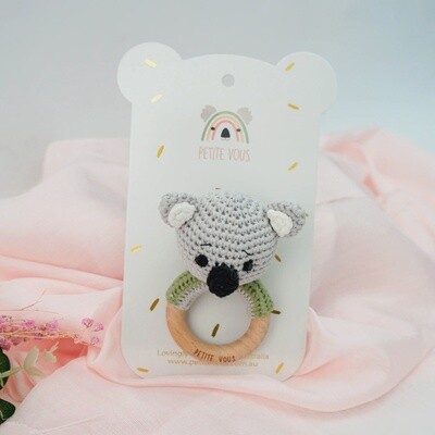 Ozzie Koala Crochet Ring Rattle