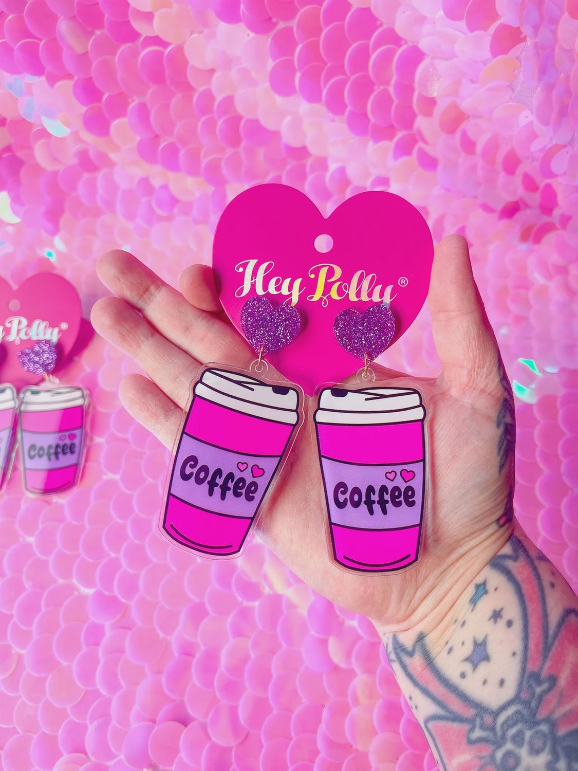 Coffee Dangles PINK PURPLE