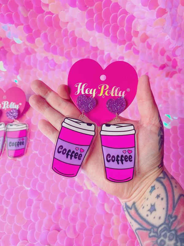 Coffee Dangles PINK PURPLE