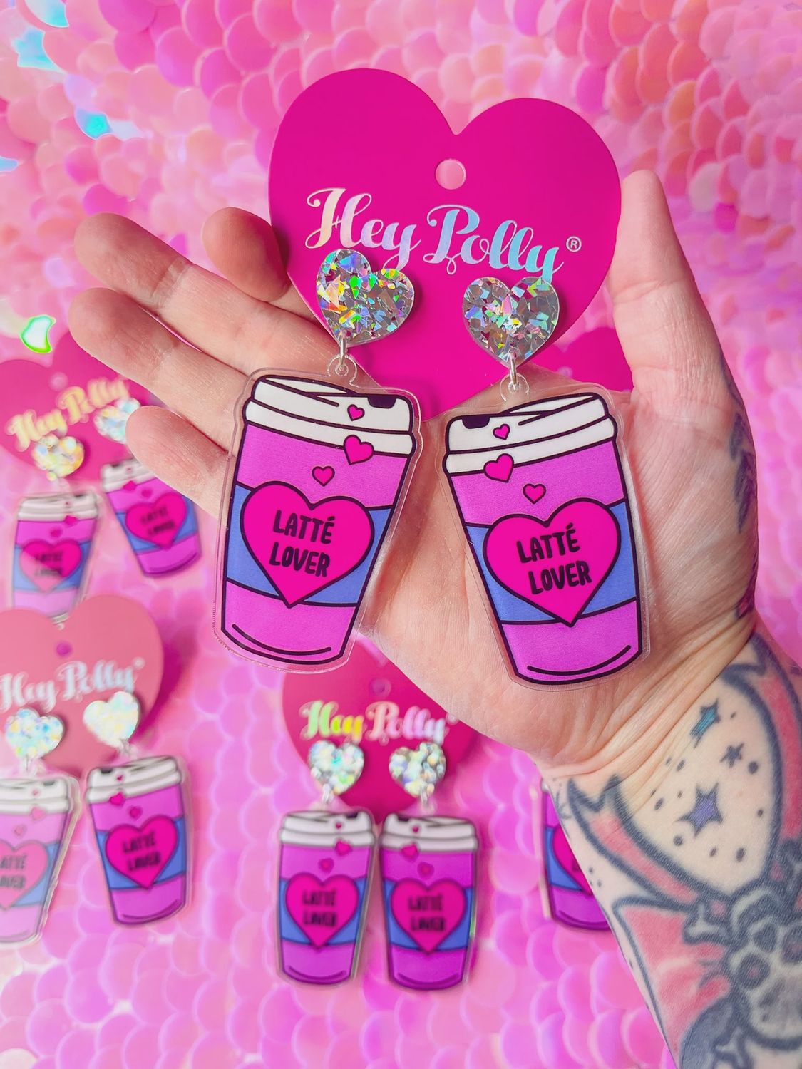 Latte Lover Dangles PINK BLUE