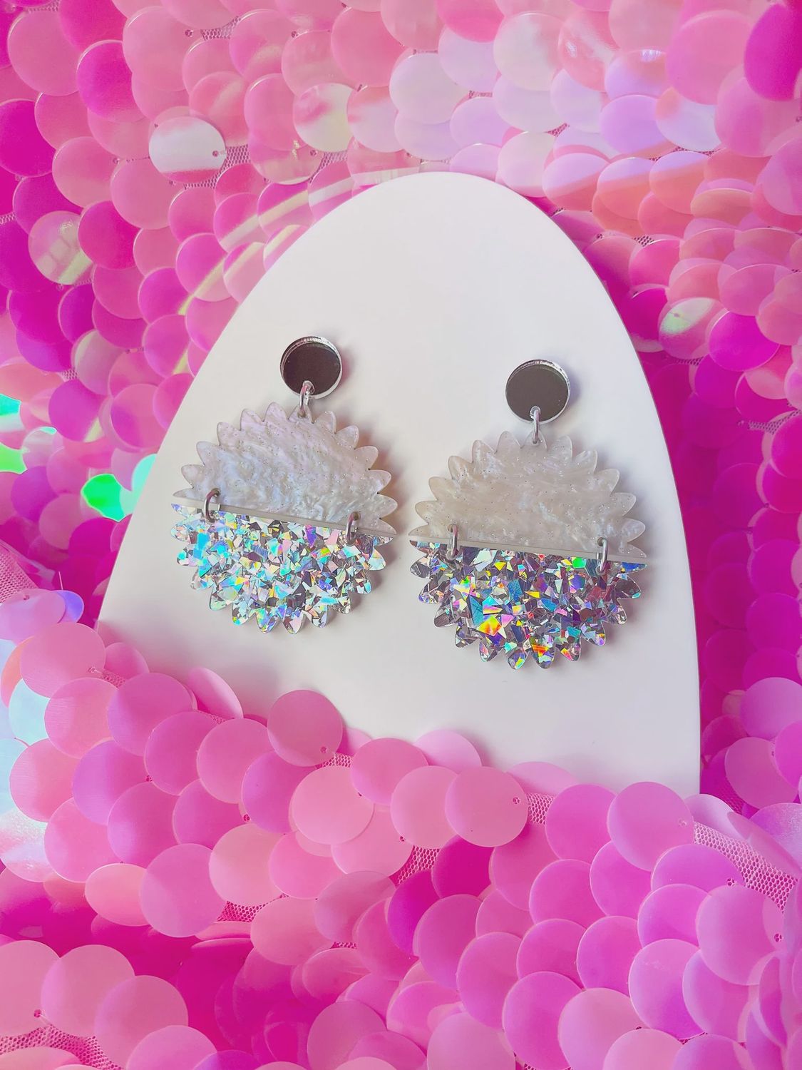 Scalloped Halves PIXIE DUST SPARKLE HOLOGRAPHIC