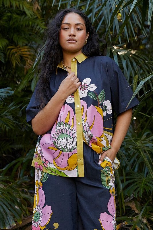 Vivid Button Up Shirt in India Ink