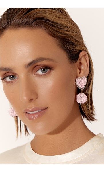 Jana Heart Beaded Earring PINK