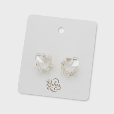 Silver Sea Coral Hoop Earrings