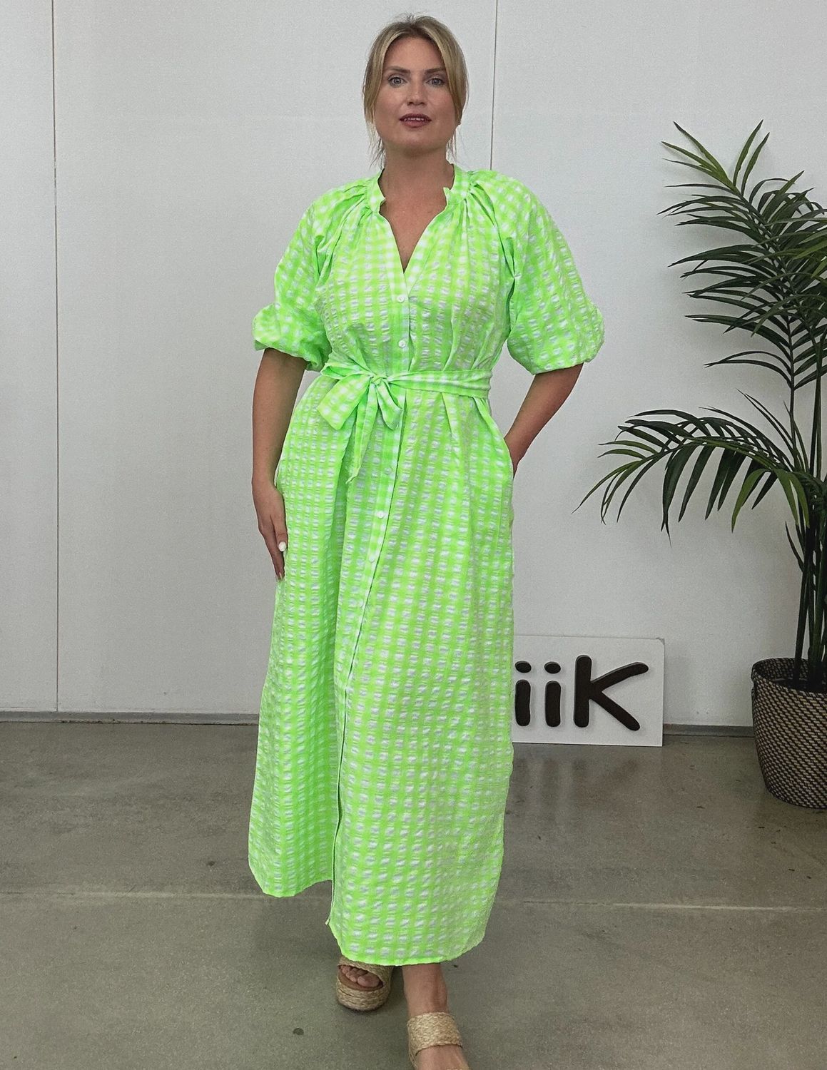 Signature Shirt Dress NEON LIME