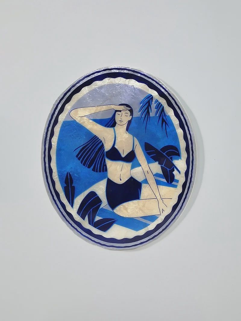 Resort View Oval Blue Tile