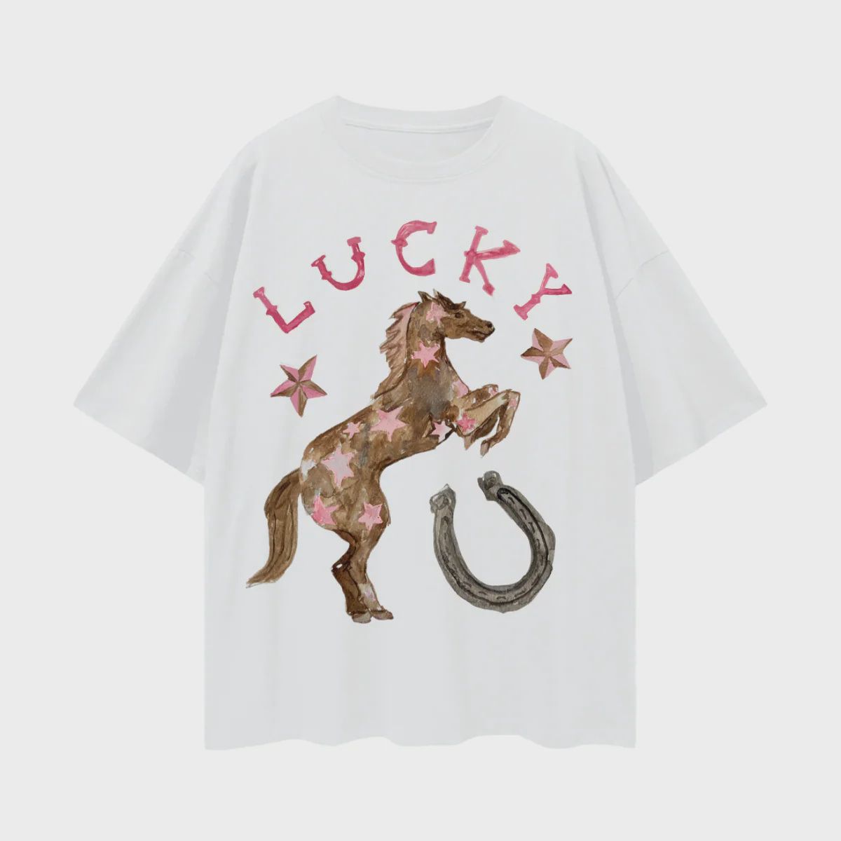 LUCKY OVERSIZED TEE – WHITE, size: S