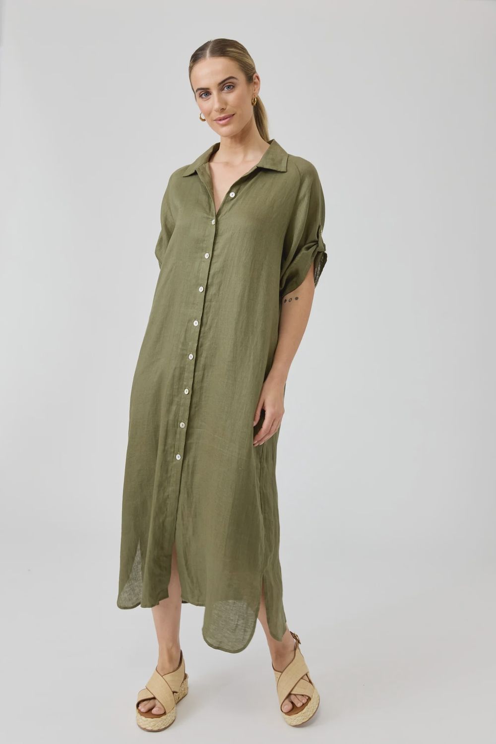Studio Shirt Dress KHAKI, size: S